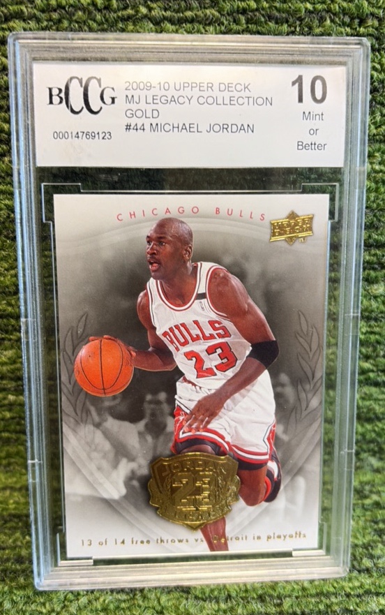 lot 53 image: 2009-10 Upper Deck Jordan Legacy Gold- Michael Jordan #44 BCCG Gem Mint 10