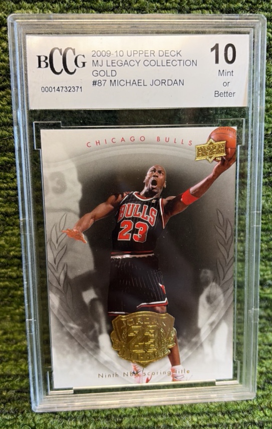 lot 54 image: 2009-10 Upper Deck Jordan Legacy Collection Gold-- Michael Jordan #87 BCCG Gem Mint 10