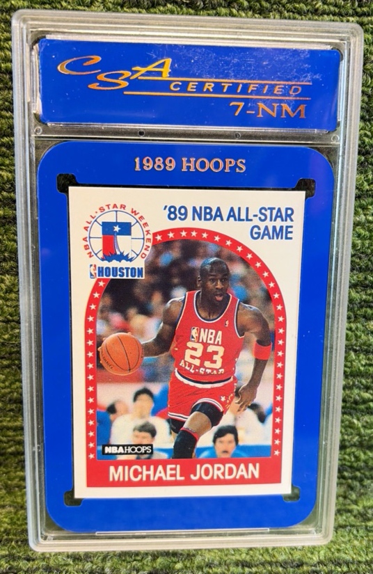 lot 55 image: 1989-90 NBA Hoops - All-Star Game Michael Jordan #21 Graded 7-NM