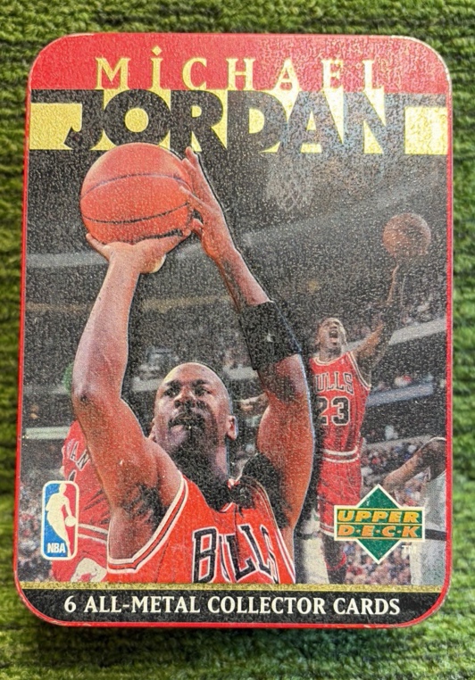 lot 64 image: Michael Jordan 1996 Upper Deck All-Metal Collector Cards Made In USA Tin Only