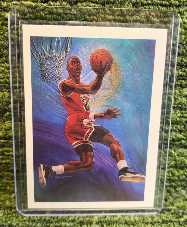 lot 67f image: 1990-1991 NBA Hoops - Art Card Team Checklist #358 Michael Jordan Chicago Bulls