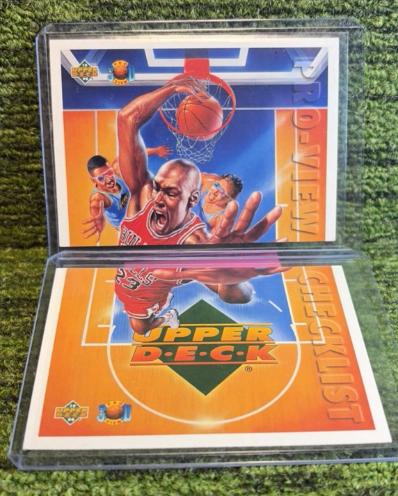 lot 7 image: 1993 94 Upper Deck Pro View 3d Checklist Michael Jordan 2 set card #109 & #110  Chicago Bulls