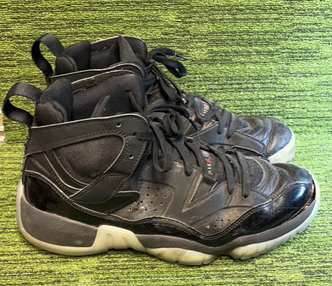lot 73A image: Air Jordan Jumpman Two Trey Retro Mens 10.5 Black Patent Leather Basketball Shoe- Used