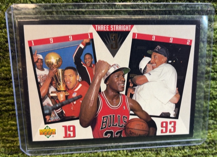 lot 80 image: 1993-94 Upper Deck 3 Straight Championships #SP4 Michael Jordan Chicago Bulls
