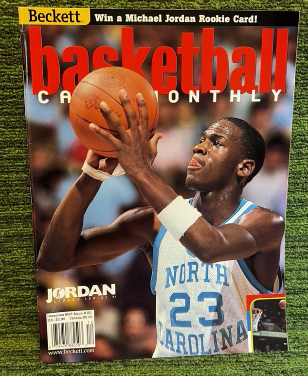 lot 93 image: Michael Jordan Legacy Series 1 UNC Beckett Basketball Monthly Newsstand 121998