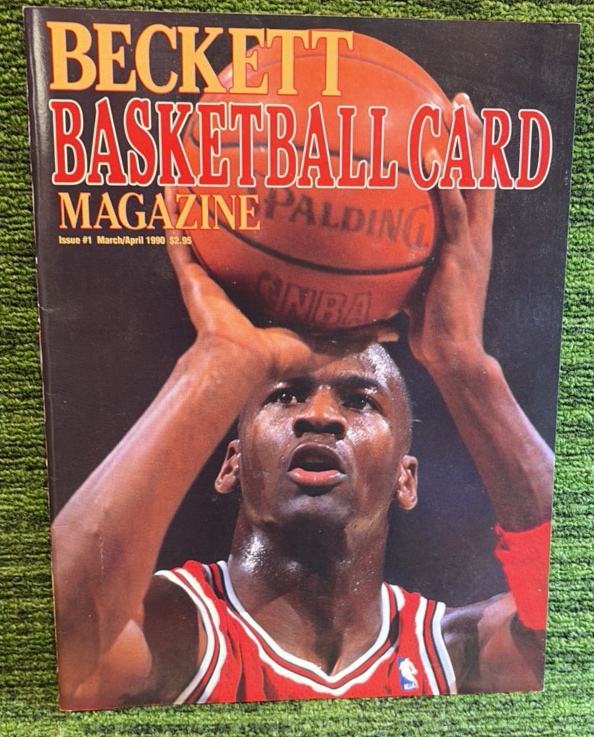 lot 95 image: 1990 Beckett Basketball Card Guide Michael Jordan Chicago Bulls Issue #1