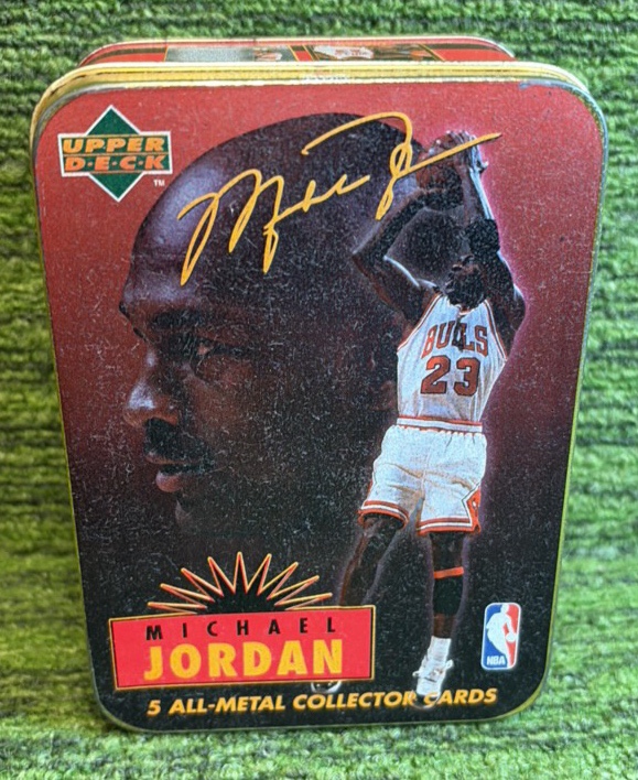 lot 98C image: Upper Deck Michael Jordan 5 All-Metal Collector Cards NBA Empty Tin 1996- Just the Tin