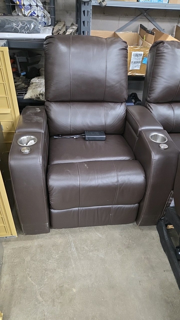 lot 3 image: leather theater reclining seats