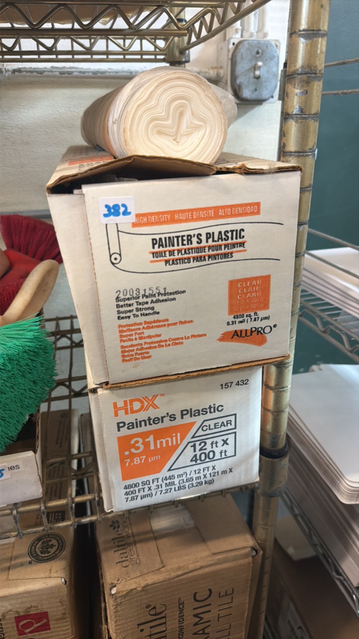 lot 382 image: plastic painters, drop cloth