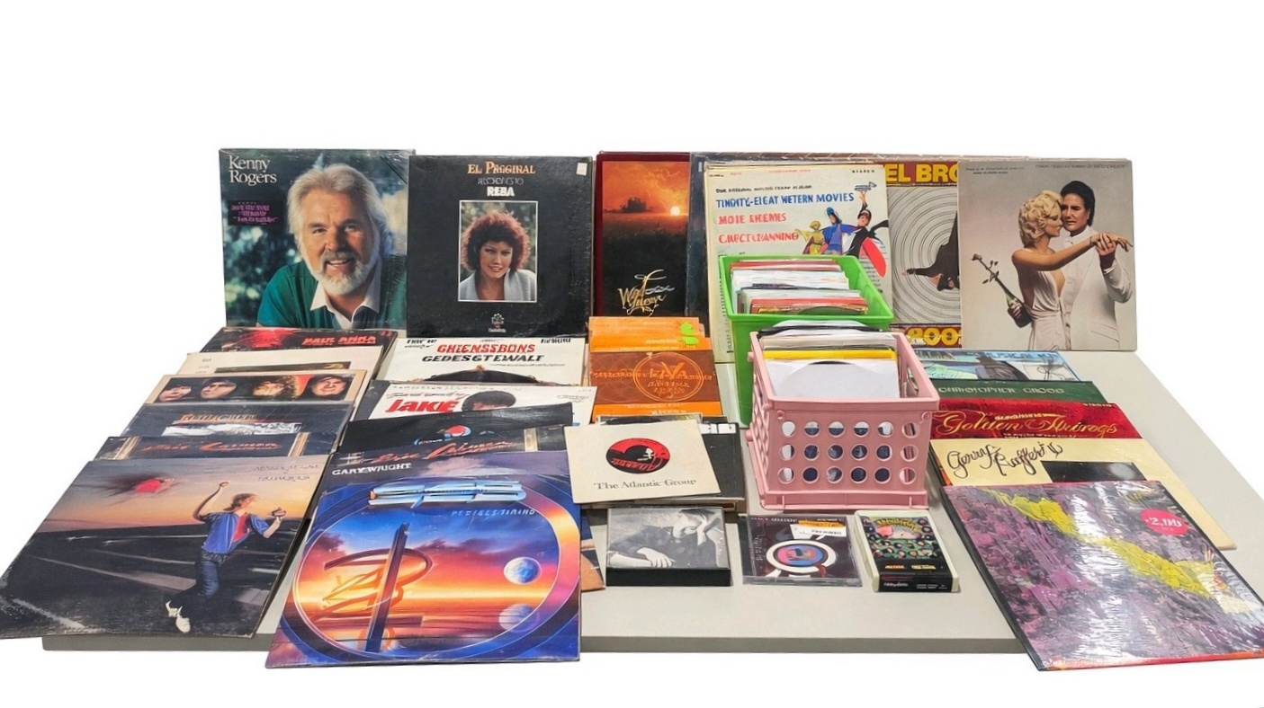 Large Mixed Vinyl Record CD Media Lot Rock Country Pop Soundtracks Easy Listening Approx 50 Pieces unsearched bulk lot