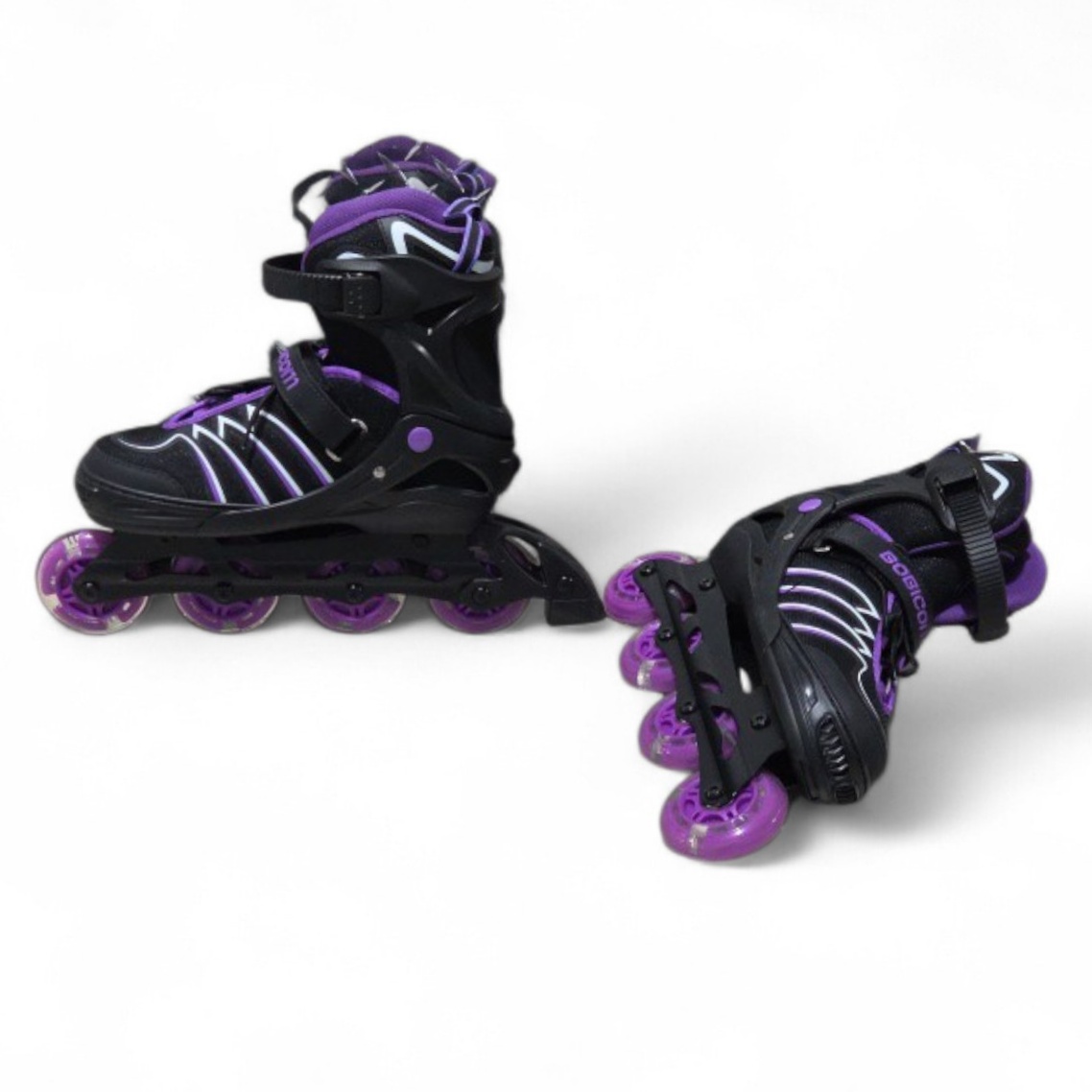 Bobicom Inline Skates - Black & Purple Roller Blades Mens Size 8 - 10.5
