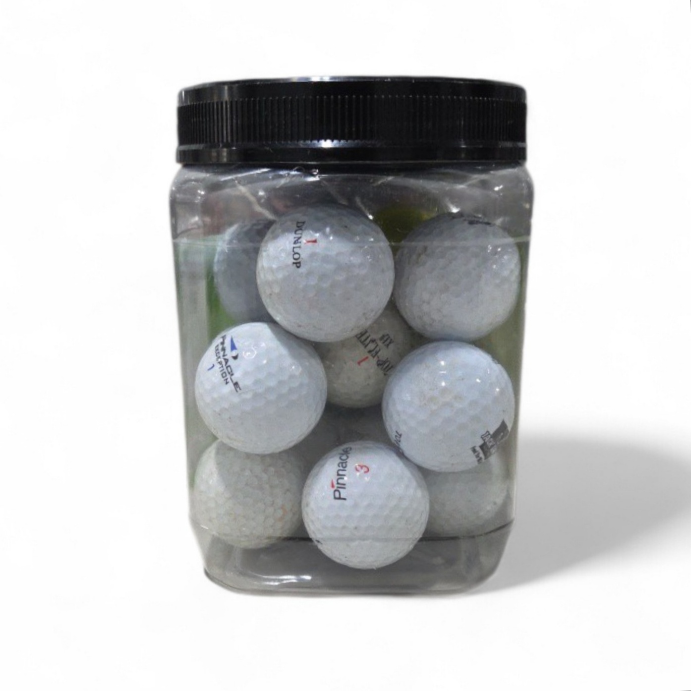 Golf Ball Lot in Plastic Jar - Mixed Brands