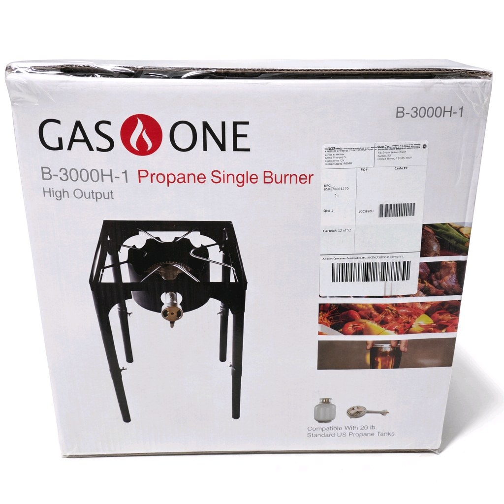 Gas One B-3000H-1 Propane Single Burner High Output Outdoor Cooker w Regulator Hose Boxed
