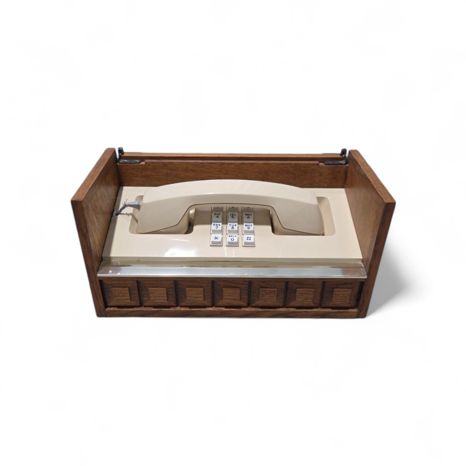 Vintage Telephone in Woodgrain Storage Case