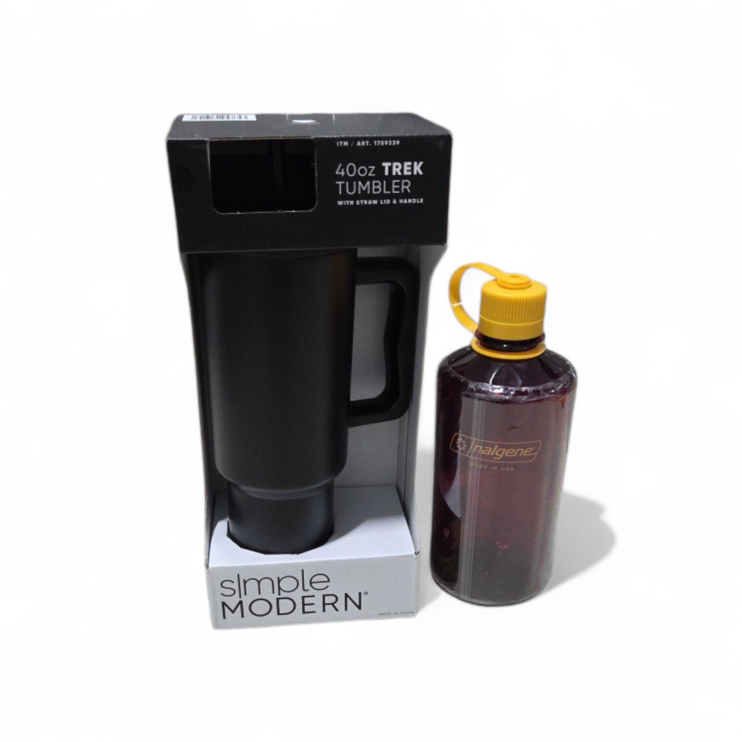 Simple Modern 40oz Trek Black Tumbler and Nalgene Bottle