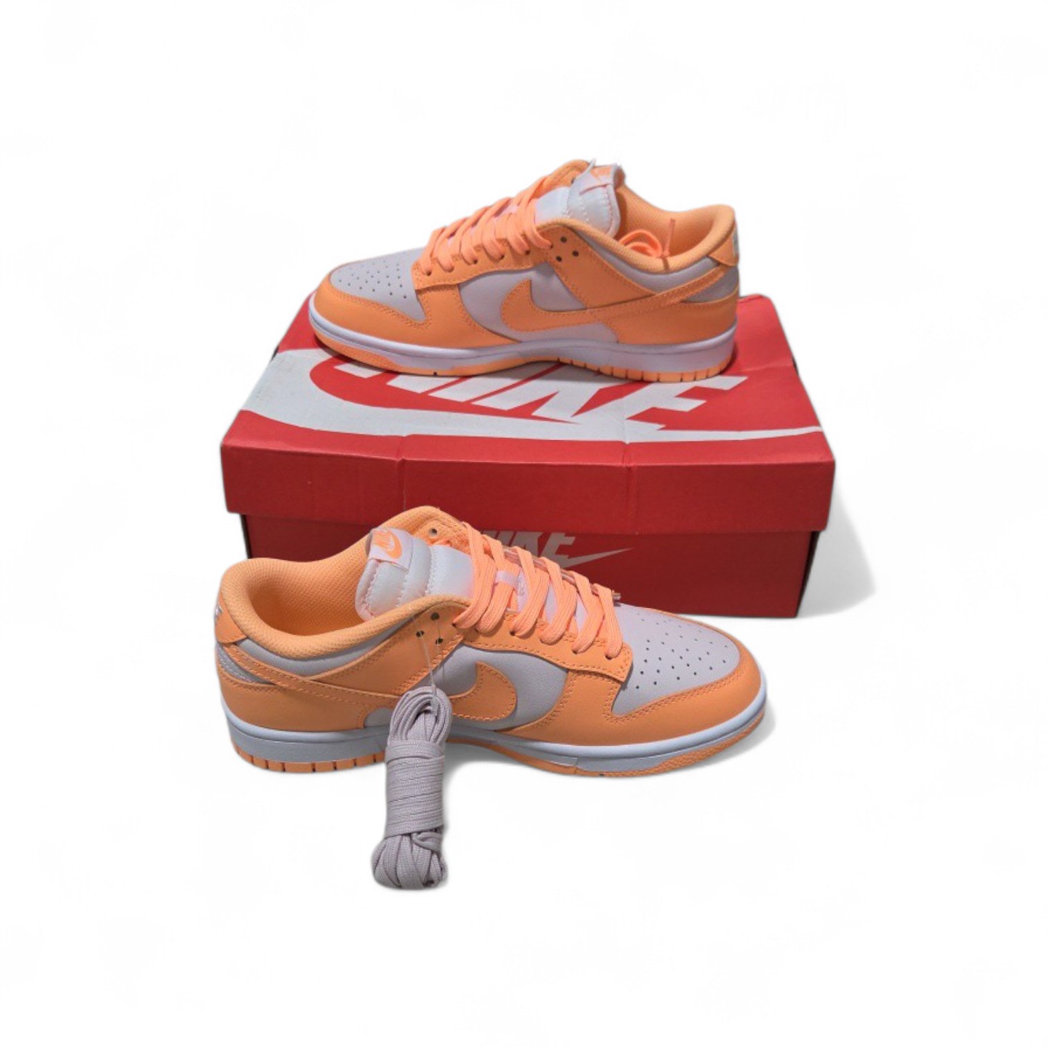 Nike Dunk Low Sneakers - Peach and White - With Box and Extra Laces - Womens Size 9.5
