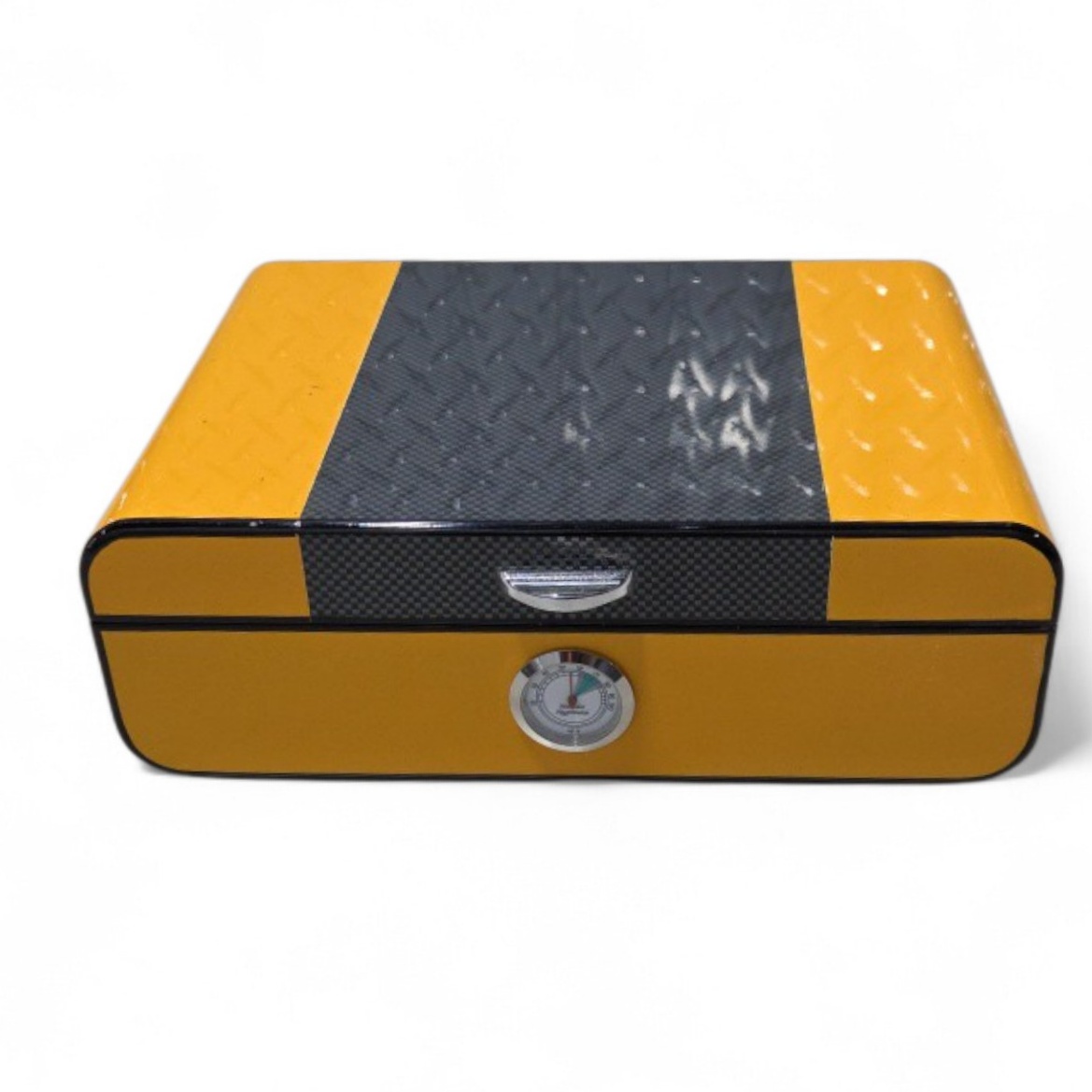 Yellow Cigar Humidor Box with Hygrometer