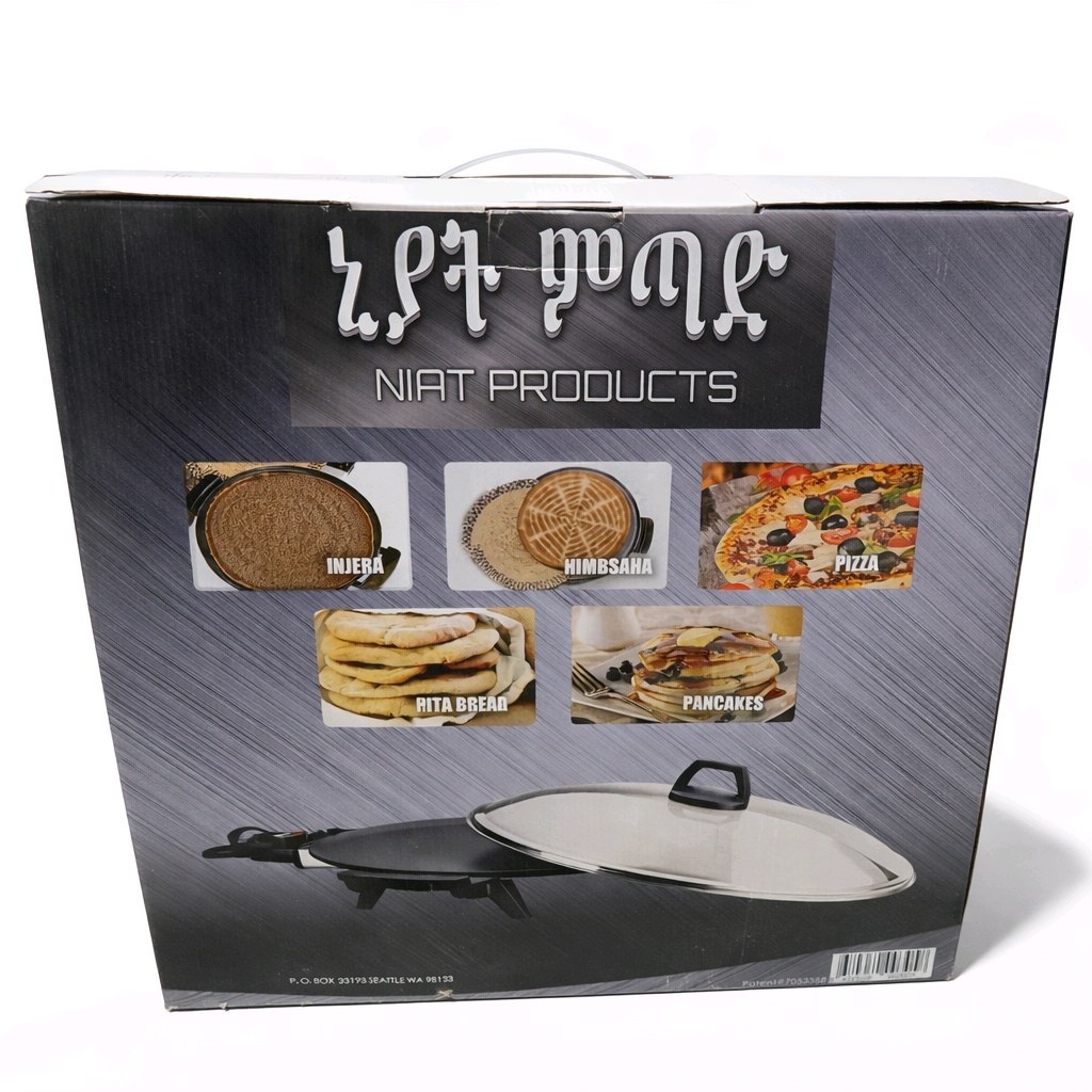 NIAT Products Electric Injera Maker Flatbread Griddle Pizza Pita Pancake Cooker Boxed