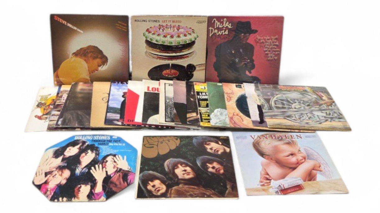 Vinyl Record Lot - Rolling Stones, Miles Davis, Van Halen, Steve Miller Band and More