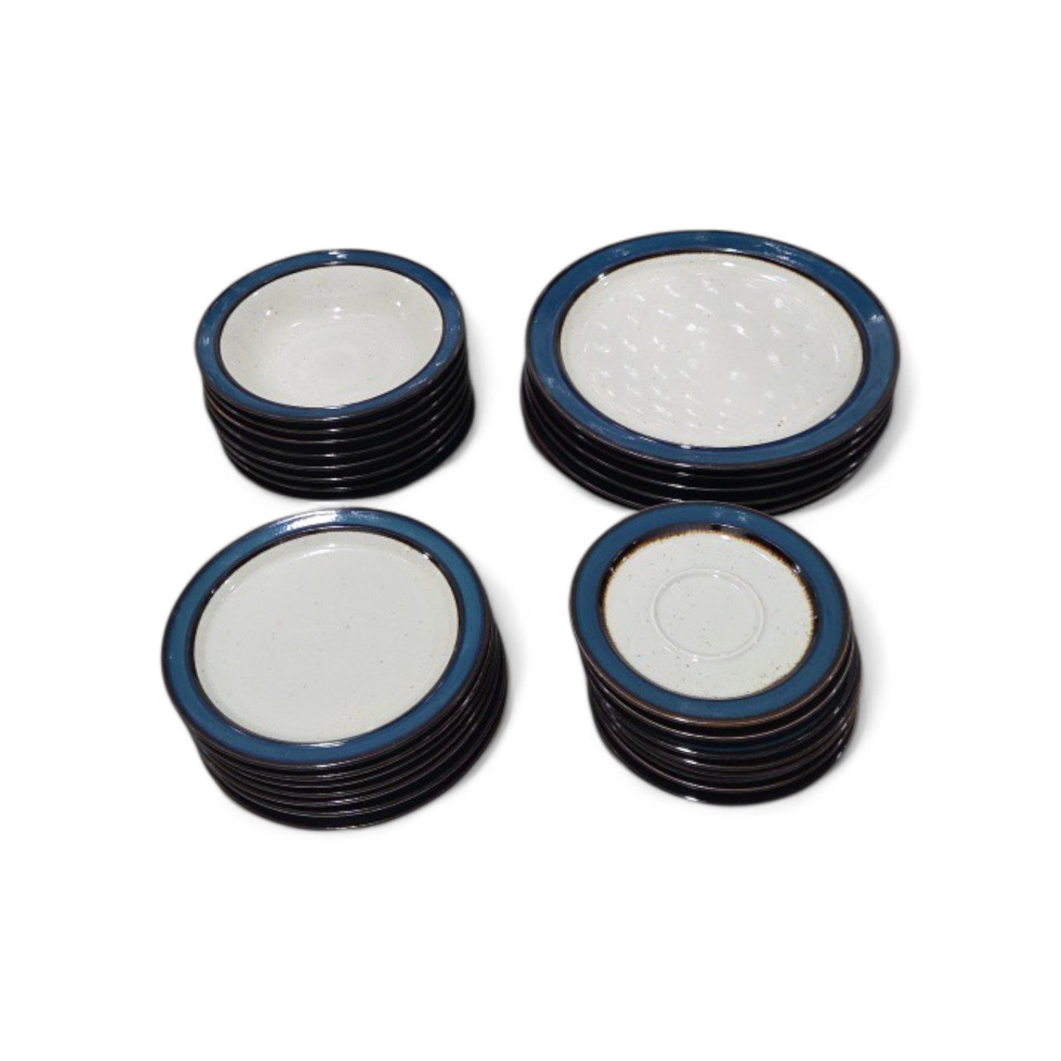 Blue Rim Dish Set - Plates, Bowls and Saucers