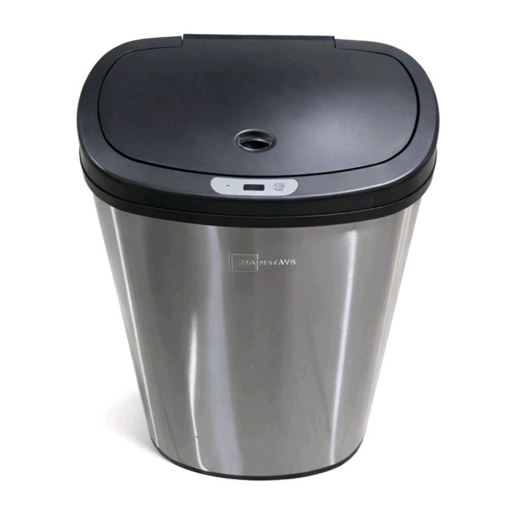 Mainstays stainless steel motion-sensor trash can with black automatic-style lid