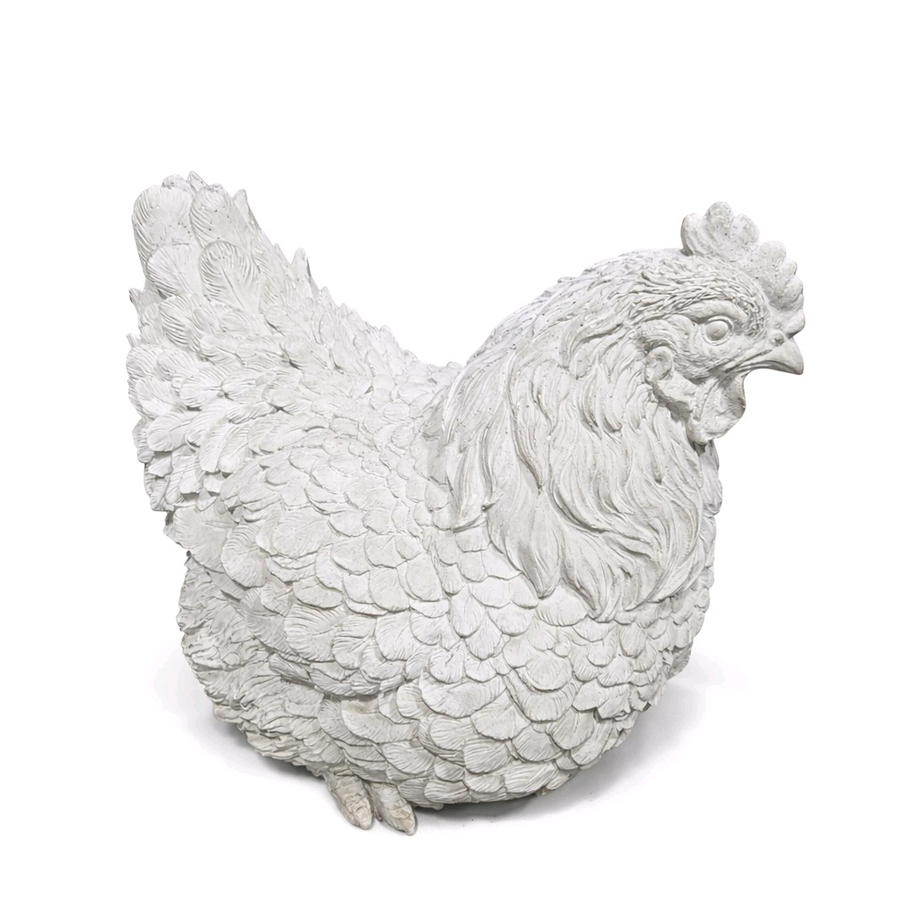 Large Heavy Concrete Hen Chicken Garden Statue Farmhouse Yard Decor Cast Stone Sculpture