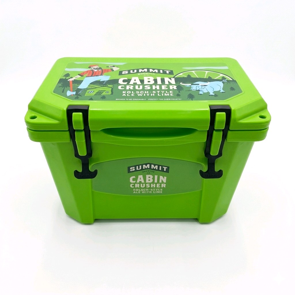 Summit Cabin Crusher Hard Cooler - Green Portable Ice Chest with Strap and Tray Included