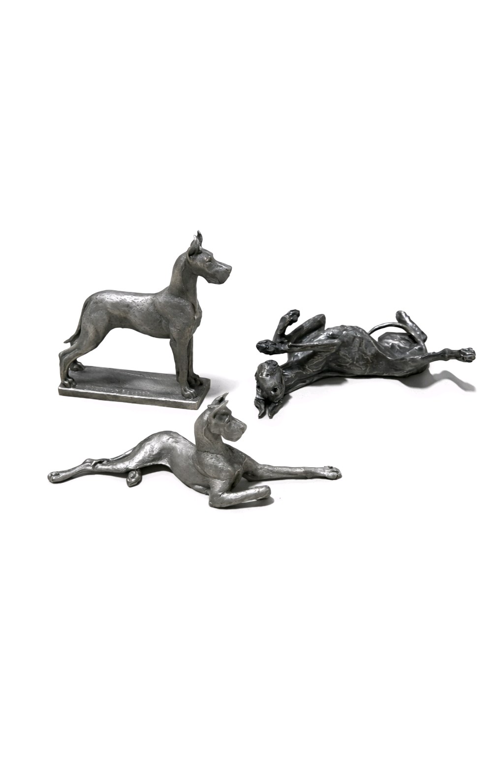 Signed L.M. Peterson Dog Sculpture Lot 3 Pc Numbered Art Figures Great Dane