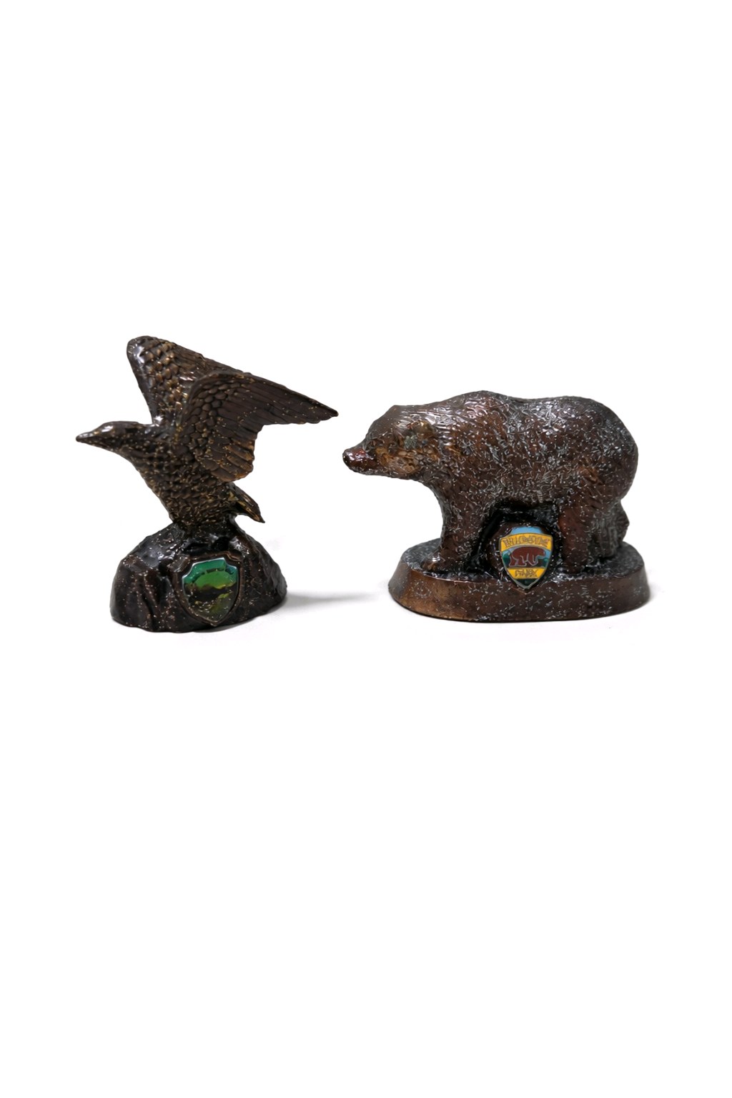 2 Pc Vintage Style National Park Souvenir Figurines - Bear Yellowstone, Eagle Glacier