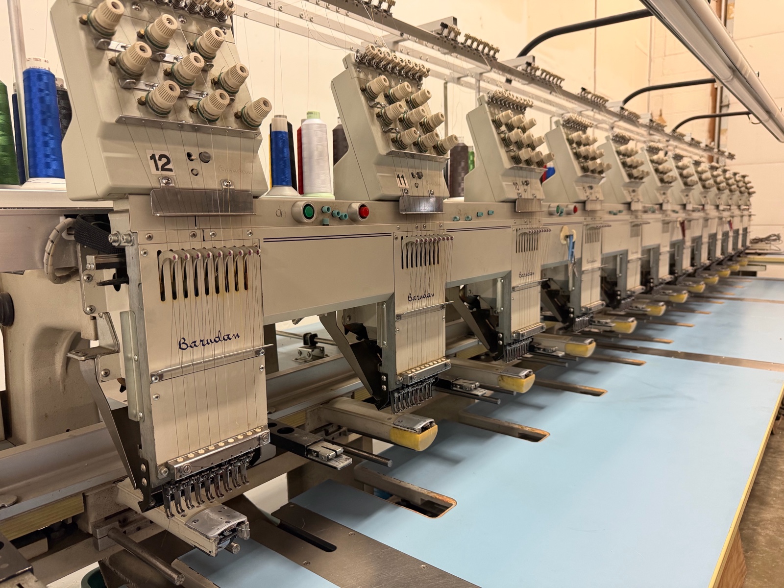 12 head embroidey Barudan Unitech 12 head embroidery machine. Well maintained and a must see!