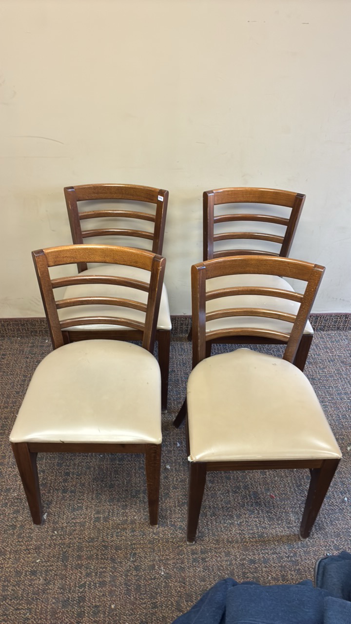 (4) padded wooden chairs