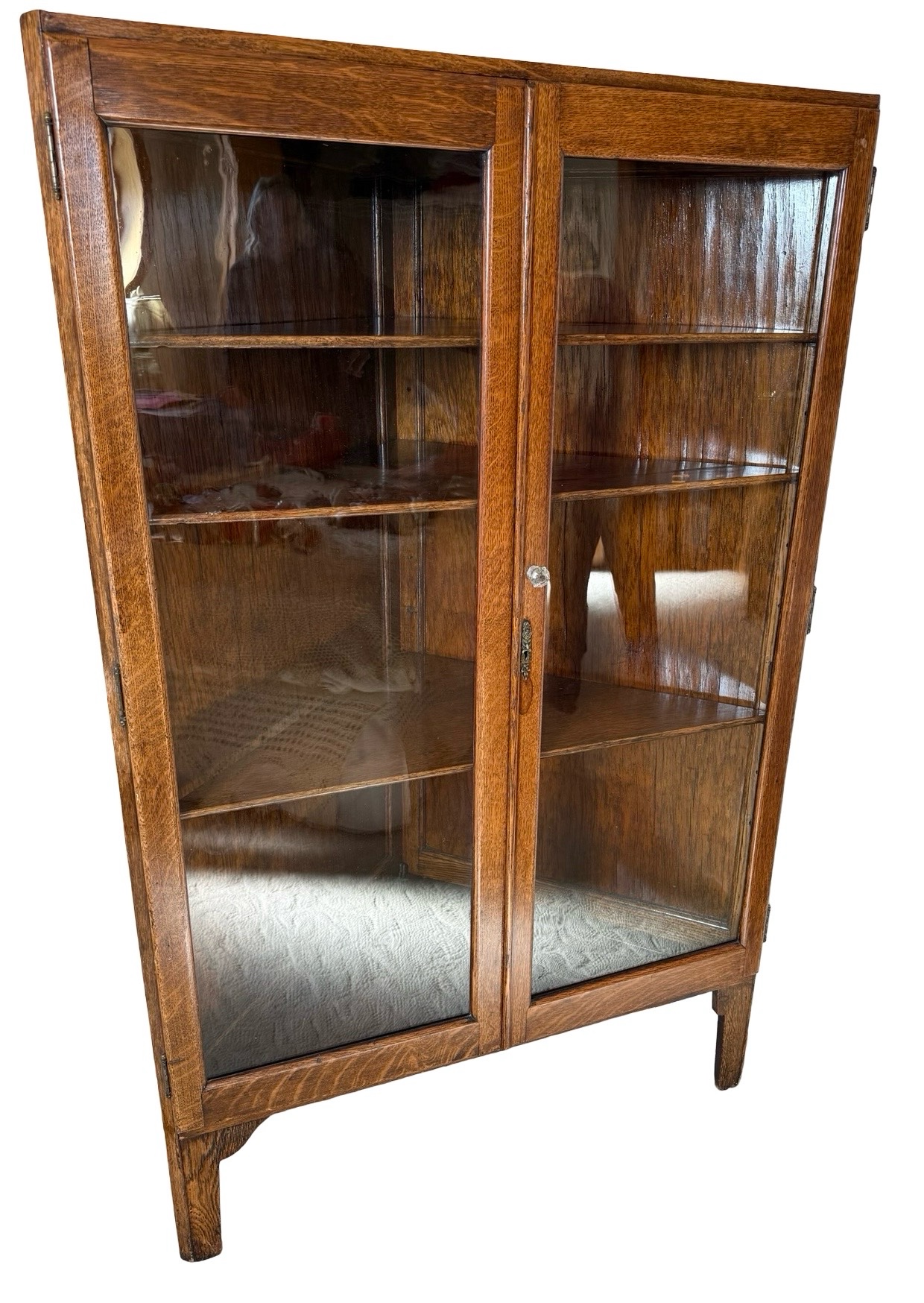 Antique Mission Oak Corner Cabinet - Double Doors