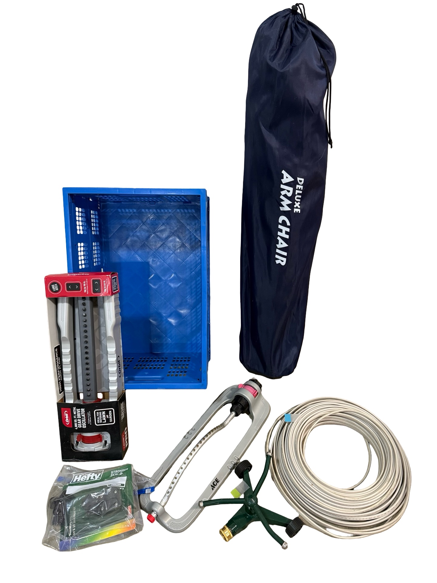 Sprinklers, Arm Chair, Collapsible Tote & More