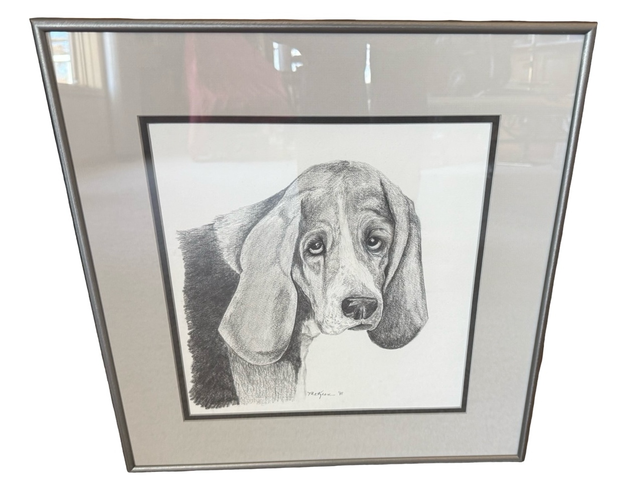 Framed Beagle Pencil Sketch