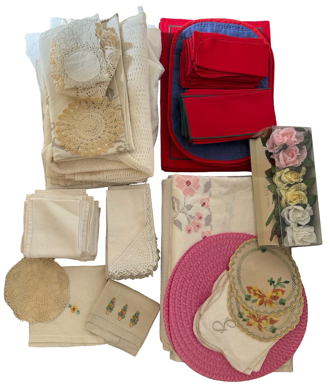 Collection of Vintage Linens - Tablecloths, Napkins, Doilies, Placemats & More