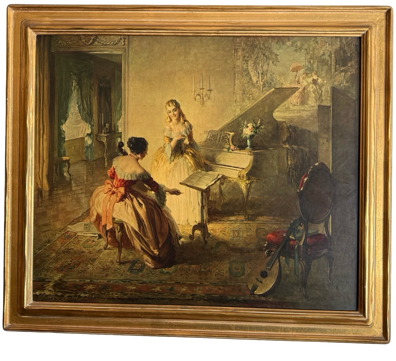 Antique Framed Print A Musical Interlude by Louis Jambor