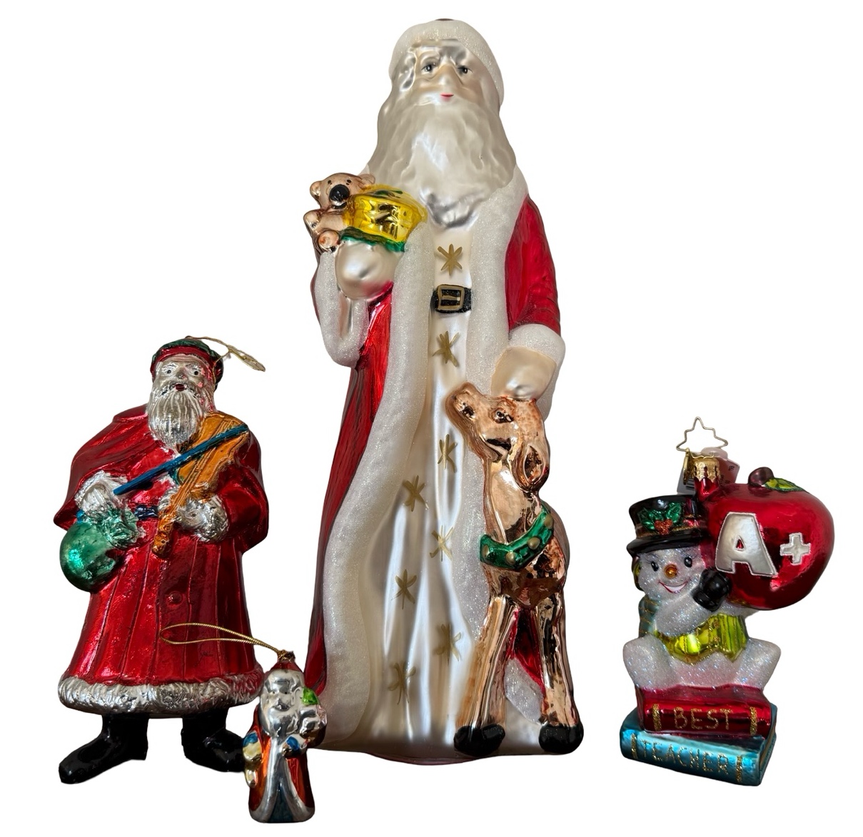Santa Claus Ornaments Featuring a Christopher Radko Teacher Ornament