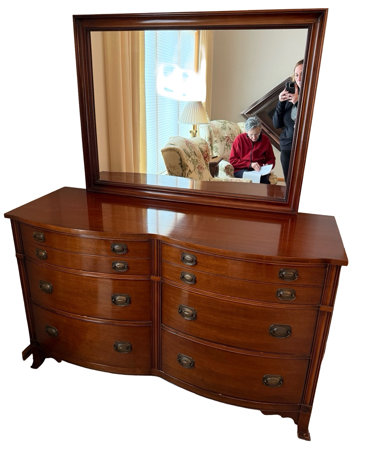 Mid Century Mahogany Dresser & Mirror
