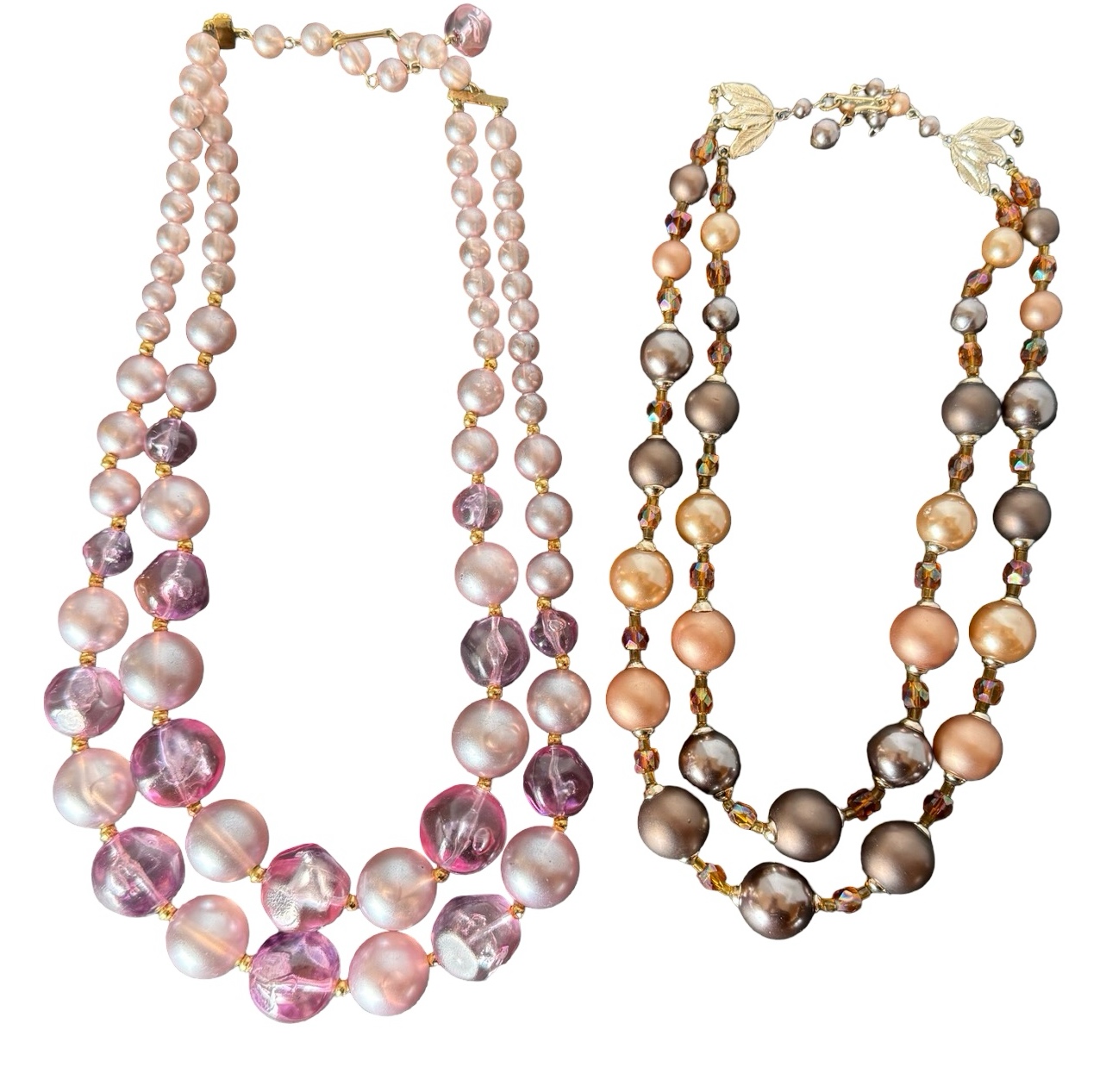 Duo of Double Stranded Beaded Necklaces