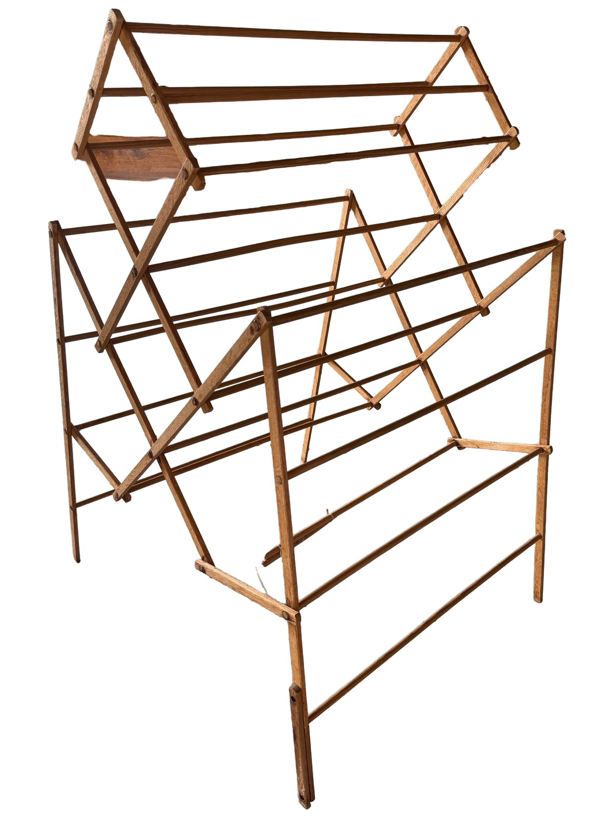 Vintage Accordion Style Wooden Drying Rack