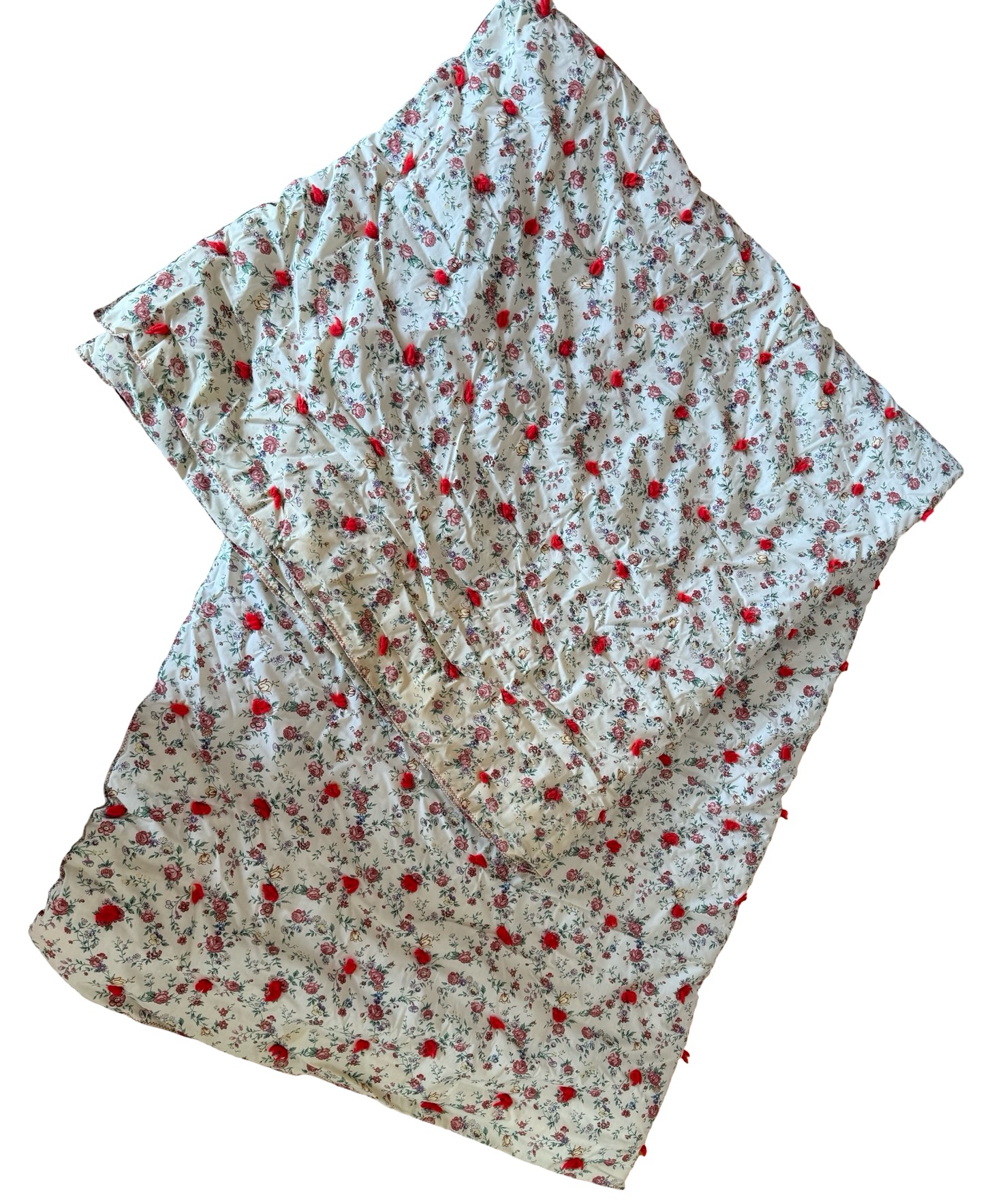 Vintage Red Floral Handtied Blanket