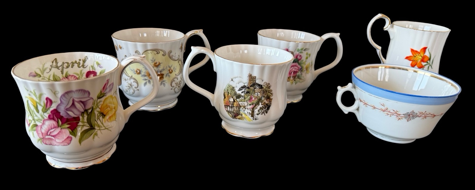 Assortment of Six Vintage Coffee Cups