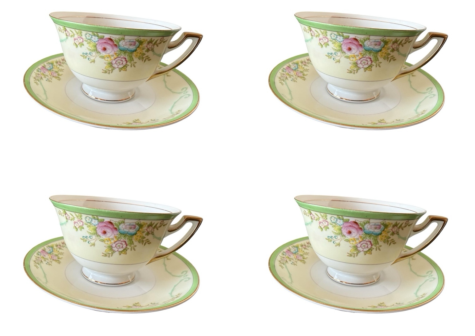 Set of 4 Meito China Cups and Saucers