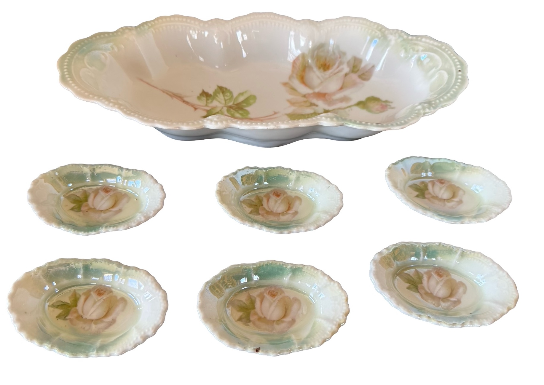 Vintage Leuchtenburg Serving Dish & Matching Salt Cellars