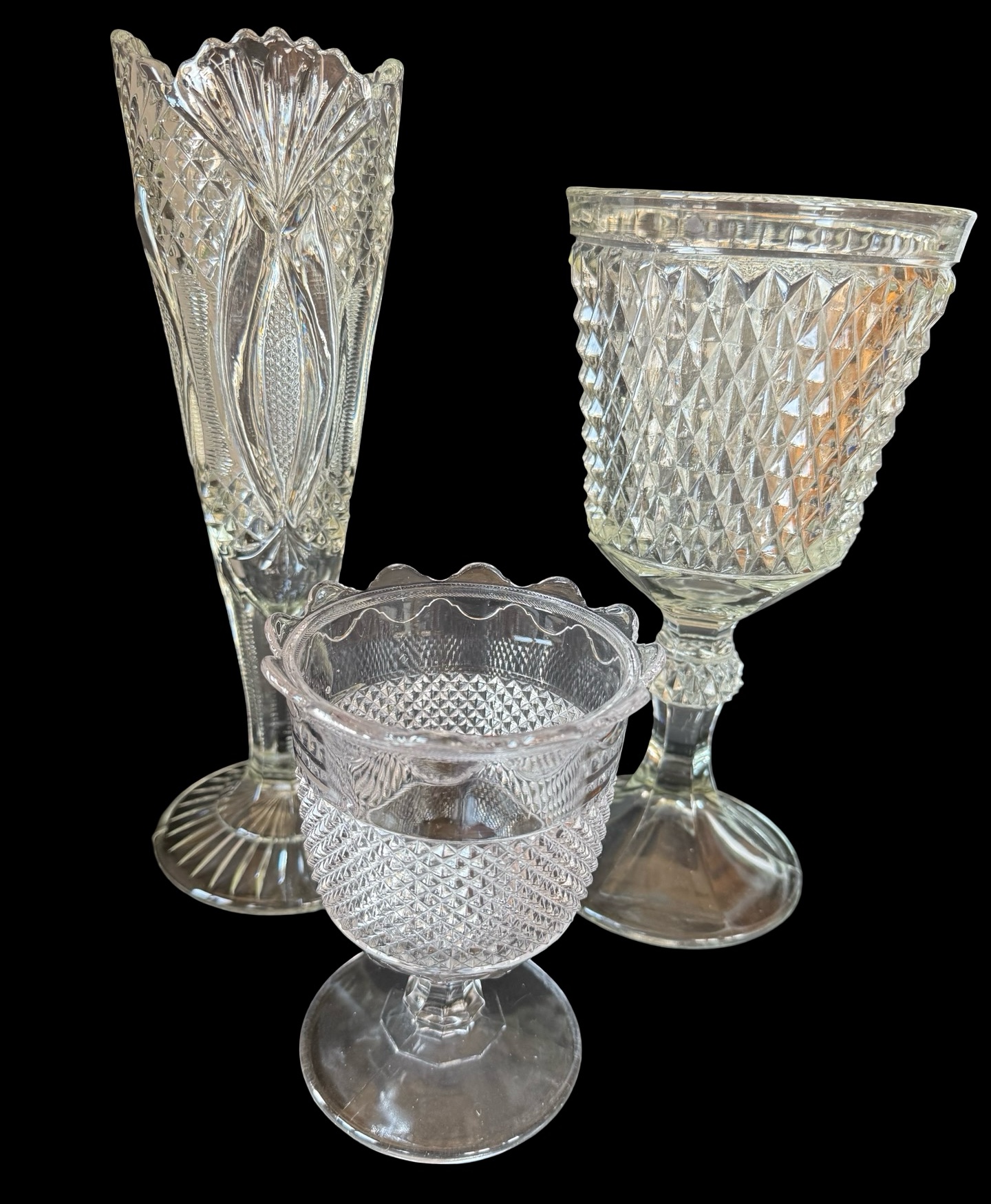 Large Cut Glass Vintage Vases