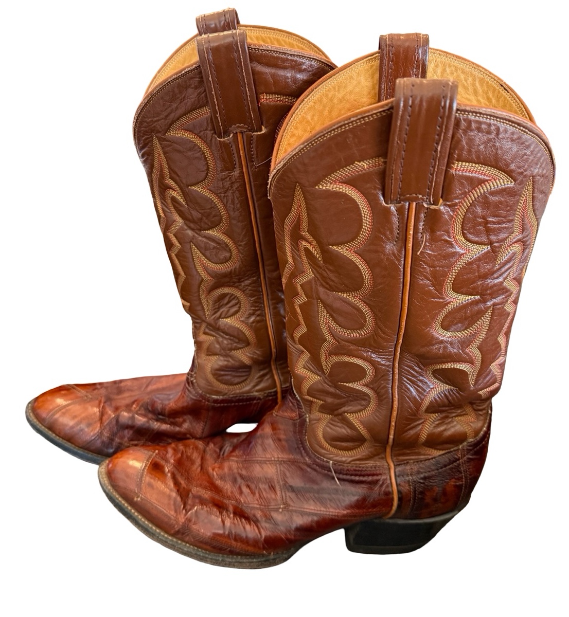 Pair of Vintage Tony Lama Cowboy Boots - Eel Skin - Size 8.5D