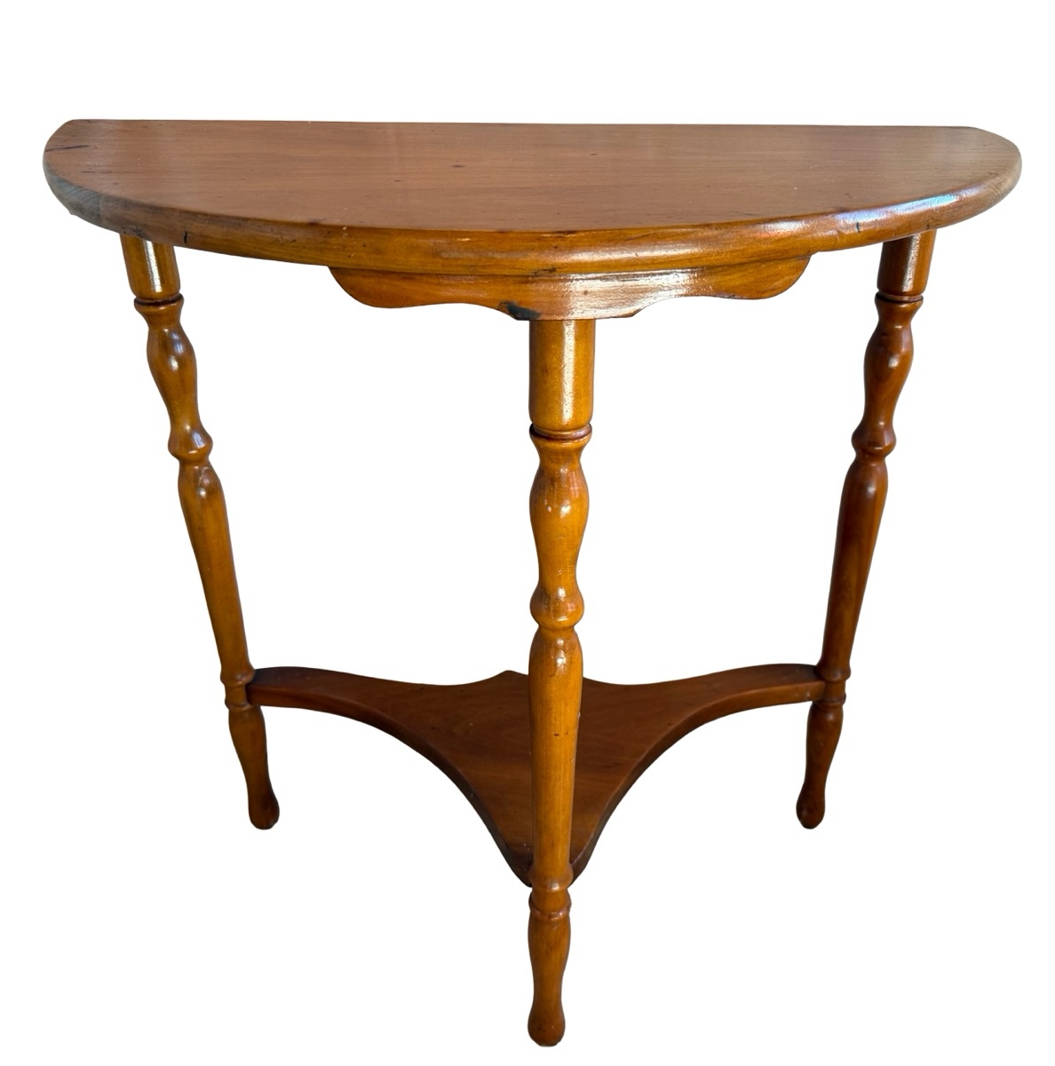 Small Wooden Half Moon Console Accent Table