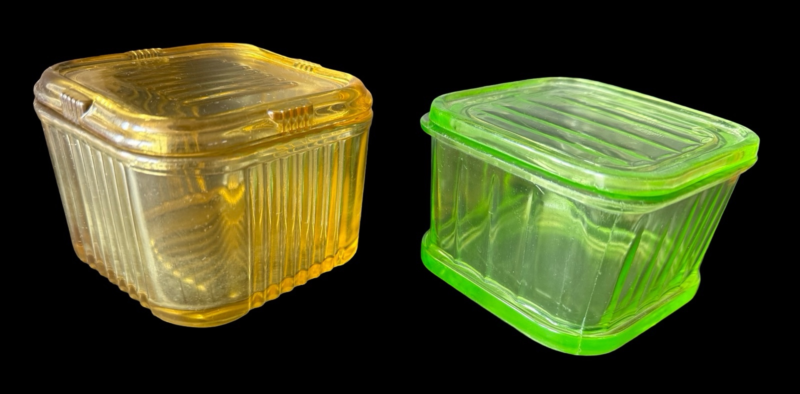 Vintage Refrigerator Dishes - Uranium & Amber Glass
