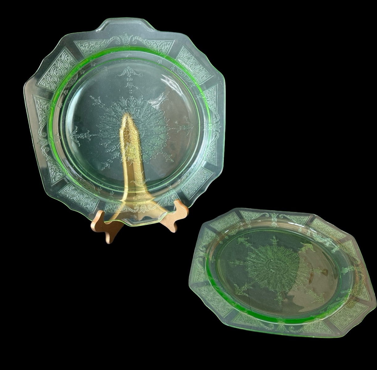 Pair of Vaseline Glass Plates