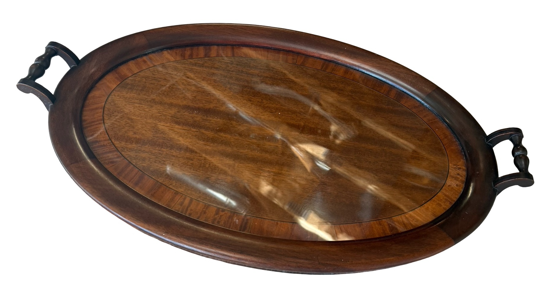 Oval Wood Inlay Serving Tray